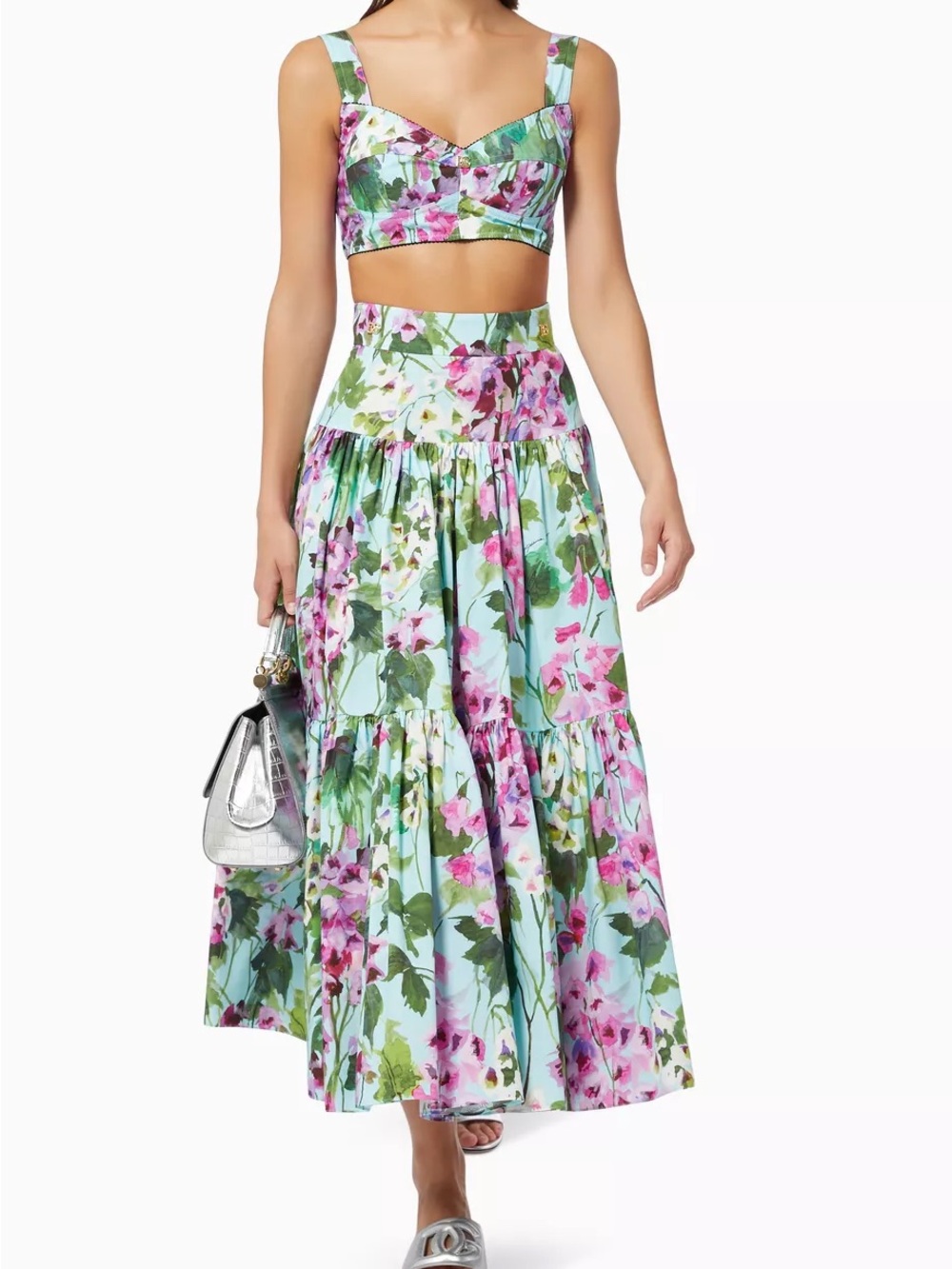 Dolce & Gabbana Floral Tiered Maxi Skirt & Top Blubell - Picture 4 of 6